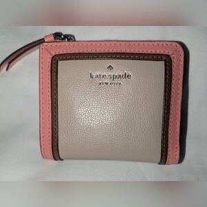 Kate Spade Patterson Drive Small L Zip Bifold Caviar  Leather Wallet